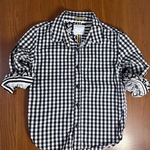 Denim & Flower - Ricky Singh Checkered Boys Button Up Shirt Size 4 Black/White
